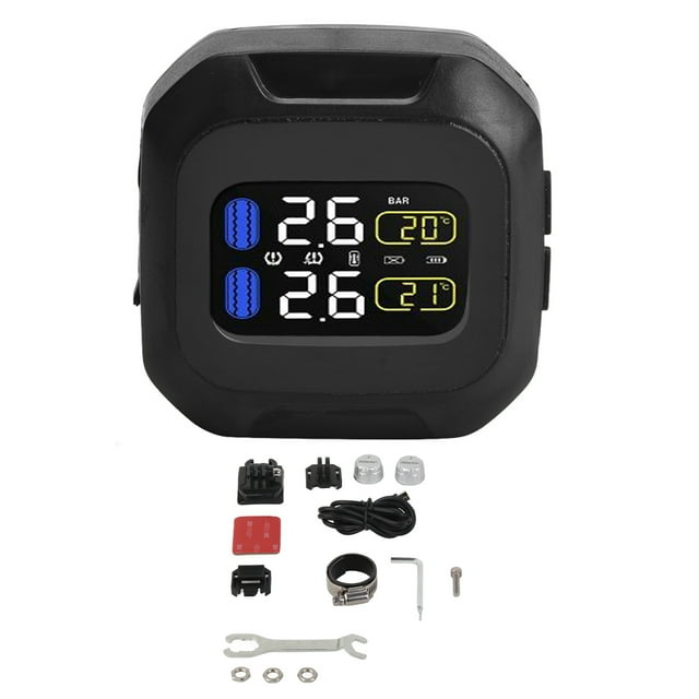 Sistema de monitoreo de presión de neumáticos con sensor TPMS inalámbrico para motocicleta con 2 sensores externos