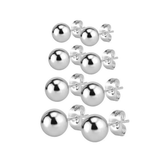 EHJRE 4 Pairs Stainless Steel Ear Piercing Studs Earrings Jewelry 3-6mm