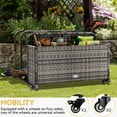 thumbnail image 3 of Dextrus Outdoor Wicker Patio Poolside Float Storage Basket, PE Rattan Outdoor Pool Caddy with Rolling Wheels,Gray, 3 of 5
