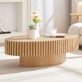thumbnail image 2 of Small Oval 43.7-inch - Reliable MDF Support - Residential Living - Decorative Display Coffee Table, 2 of 6