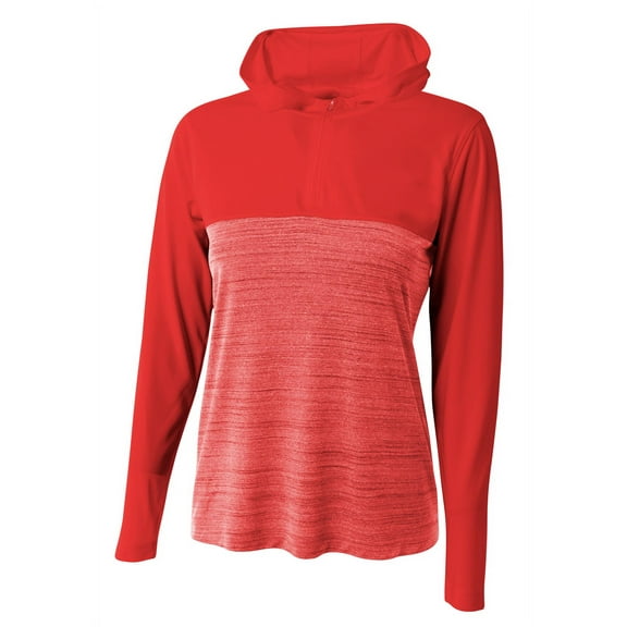 A4 Women's Slate Quarter Zip Hoodie For Women in Scarlet | NW4013