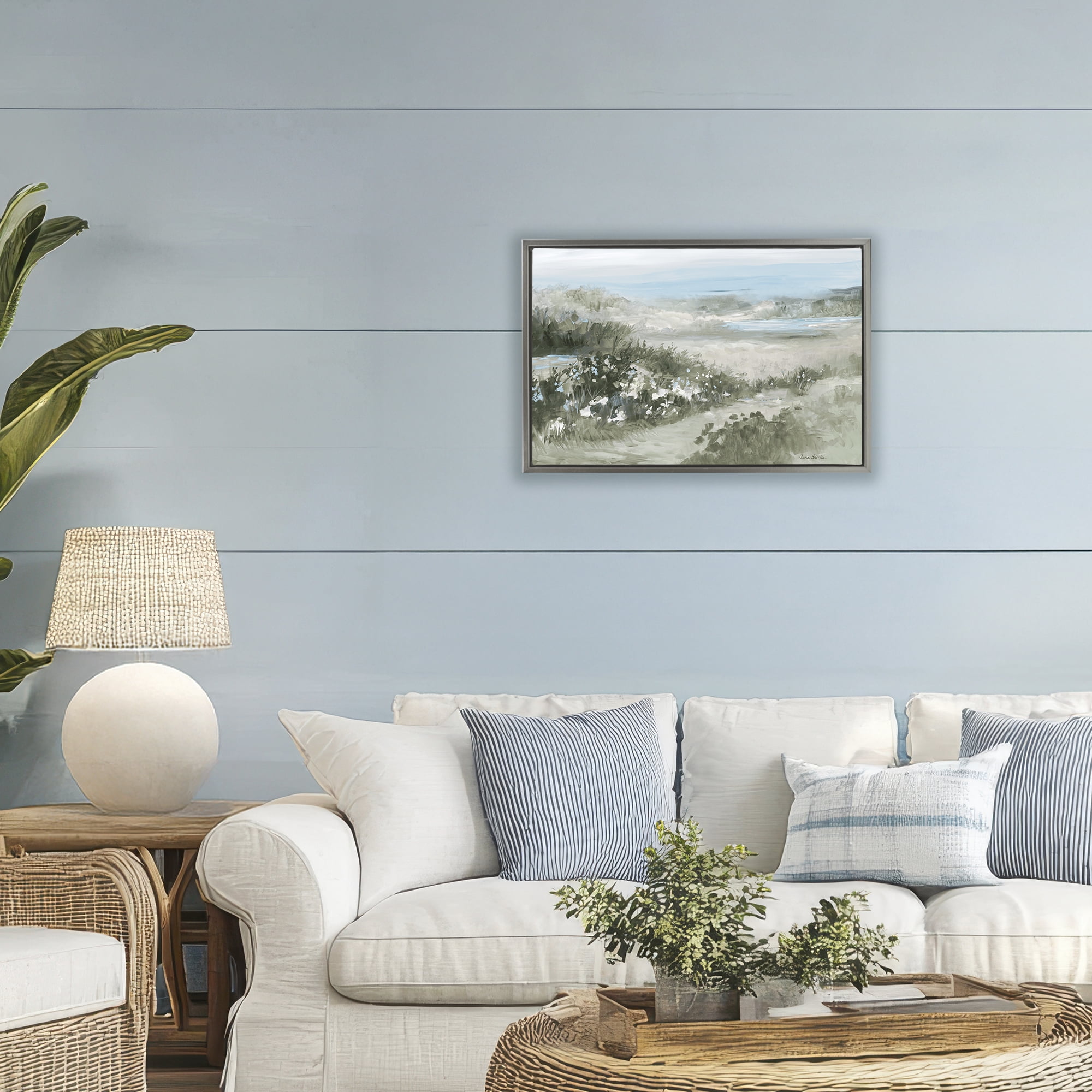 Stupell Industries Neutral Quiet Composition Landscape Gray Framed Floater Canvas Wall Art, design by Jane Slivka