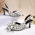 thumbnail image 5 of IWRICH Polka Dot Stilettos for Women Pointed Toe Slingback Pumps with Bow Elegant Wedding Party Casual Everyday Shoes White 9, 5 of 9