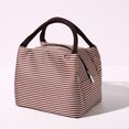 thumbnail image 1 of Bolsa de almuerzo Bolsa de asas a rayas para mujer Caja de almuerzo grande Bolsa de refrigeración térmica reutilizable aislada, 1 of 8