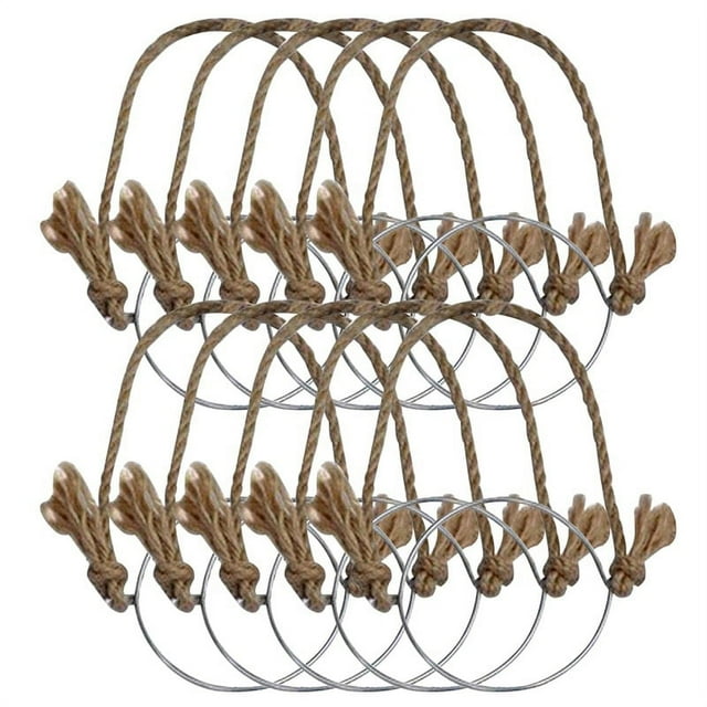 Perchas para tarros de cristal, asas de cuerda de lino para tarros de cristal de boca ancha de 70 mm, cuerdas para colgar tarros de cristal, 10 piezas, sin tarros