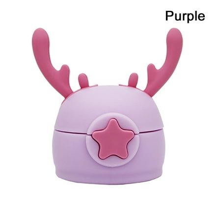 

Reusable Thermos with Straw Gift Children Cup Lid Silicone Tumbler Lids Mug Cover Water Bottle PURPLE