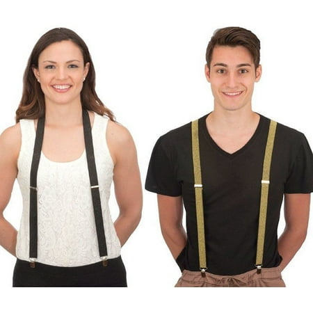 Metallic Look Suspenders Elastic Stretch Theatrical Shiny Costume Accessory