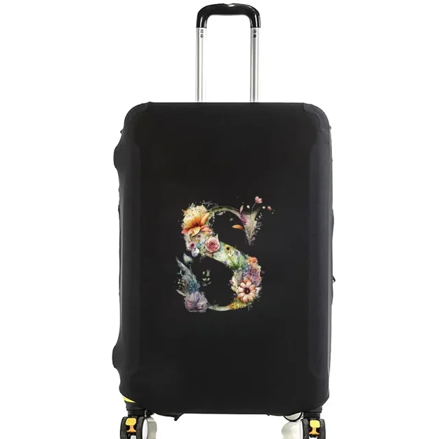 Housses de Valise Housse de Protection Valise de Voyage Anti-Rayures Housse Anti-Poussière Réutilisable Housse Anti-Poussière Lavable Motif Imprimé Floral Lettre 8floral Lettre S L