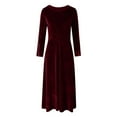thumbnail image 6 of IWRICH Velvet Dress for Women 2025 Fall Christmas Holiday Dress 3/4 Sleeves Party Formal Dress XL, 6 of 6