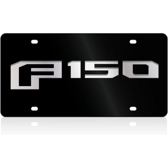 Ford F150 Logo License Plate (Silver On Black)