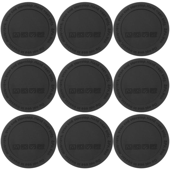LEORX 10Pack Outdoor Coasters Patio Table Silicone Anti Mats Black Restaurants