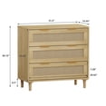 thumbnail image 5 of Xukmct 3 Rattan Drawers Dresser Cabinet for Bedroom,Living Room,Dining Room,Hallways, Brown, 5 of 6
