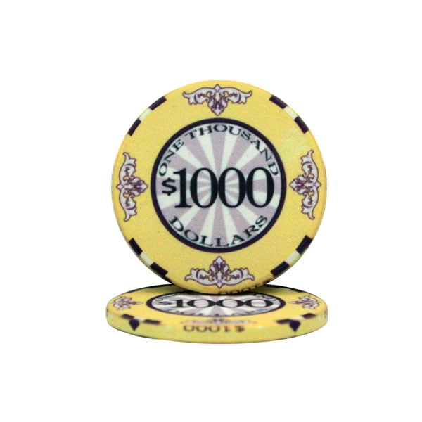 100pcs 2 Tone Edge Spot Spade Design Poker Chips $1 