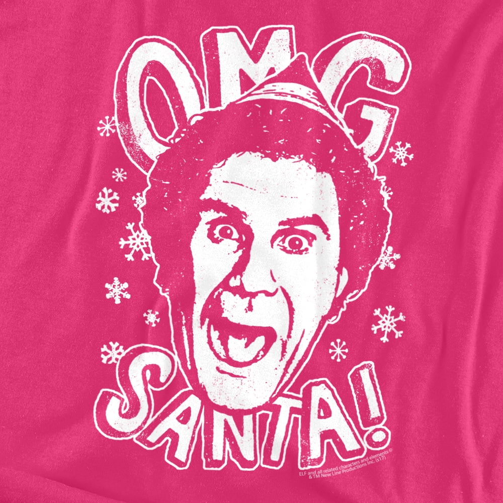 Elf OMG Santa Women's T Shirt, Hot Pink, X-Large