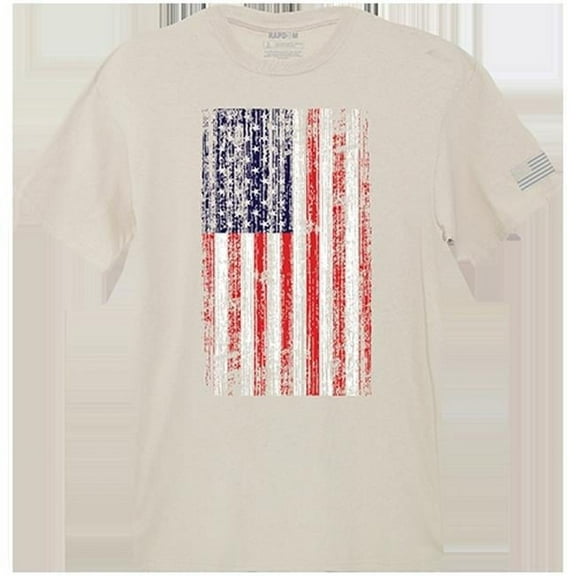 Distressed Flag Tactical Graphic Tee Shirt, Sand - Large