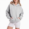 thumbnail image 2 of Hessimy Hoodie Women Casual Sweatshirts Workout Long Sleeve Drawstring Hooded Jacket Crop Tops Essentials Hoodie Pullover Oversized Women Blouses (Grey,XL), 2 of 5