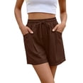thumbnail image 5 of Kaemgyyd Linen Shorts Women Casual Wide Leg High Waisted Summer Shorts Comfy Solid Color Drawstring Shorts with Pockets, 5 of 6
