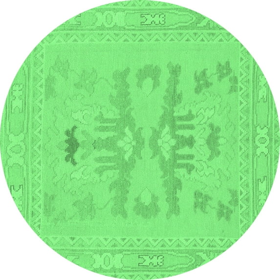 Ahgly Company Indoor Round Abstract Emerald Green Modern Area Rugs, 4' Round