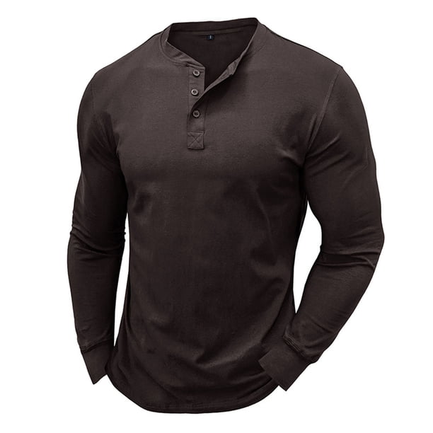 Blusas y camisas de manga larga y cuello redondo para hombre, blusa básica de color liso con cuello redondo y mangas largas.