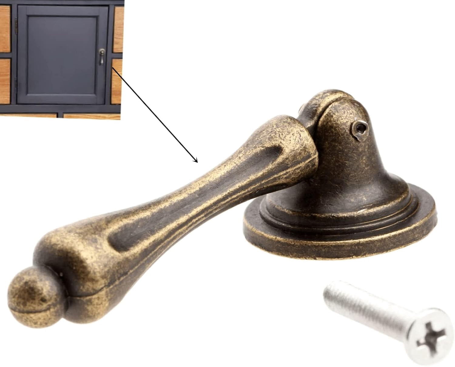 2Pcs 2.44"x 0.94" Antique Brass Door Handle Furniture Cabinet Cupboard Drawer Wardrobe Pull Knobs