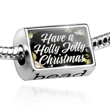 - Bead Floral Border Have a Holly Jolly Christmas Charm Fits All European Bracelets
