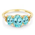 thumbnail image 2 of Gem Stone King 2.29 Ct Oval Blue Apatite 10K Yellow Gold Ring (Size 5), 2 of 4