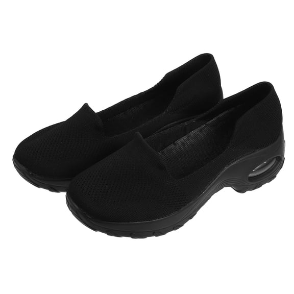 WEAVILUX Women's Lightweight Black Casual Sneakers Breathable Anti-Skid Sports Shoes Comfortable Walking Footwear Pair