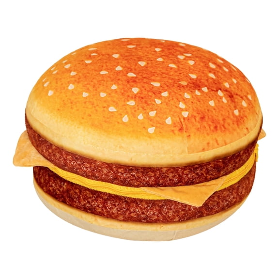 Cheese Burger Plush Pillow 15.8 in / 40 cm, Funny Food Cushion with 3D Print, Soft Removable Burger Pillow for Sofa Living Room, Cute Hugging Pillow for Kids and Adults