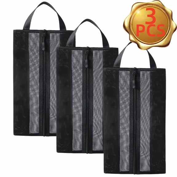 Travel Shoe Bag, 3-Pack Odor-Resistant Pouches for Sports, Mesh
