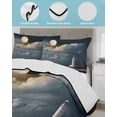 thumbnail image 4 of Quilts Twin Size Bedding Set, Night Seaside Lighthouse Lightweight Quilted Comforter, Coastal Moonlight Ocean Soft Reversible Bedspread Coverlet with Pillow Covers for All Season, 68" x 86", 4 of 7