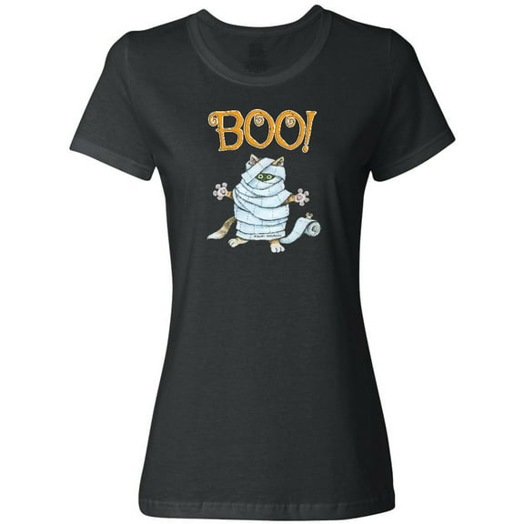Inktastic Boo with Mummy Cat Women's T-Shirt