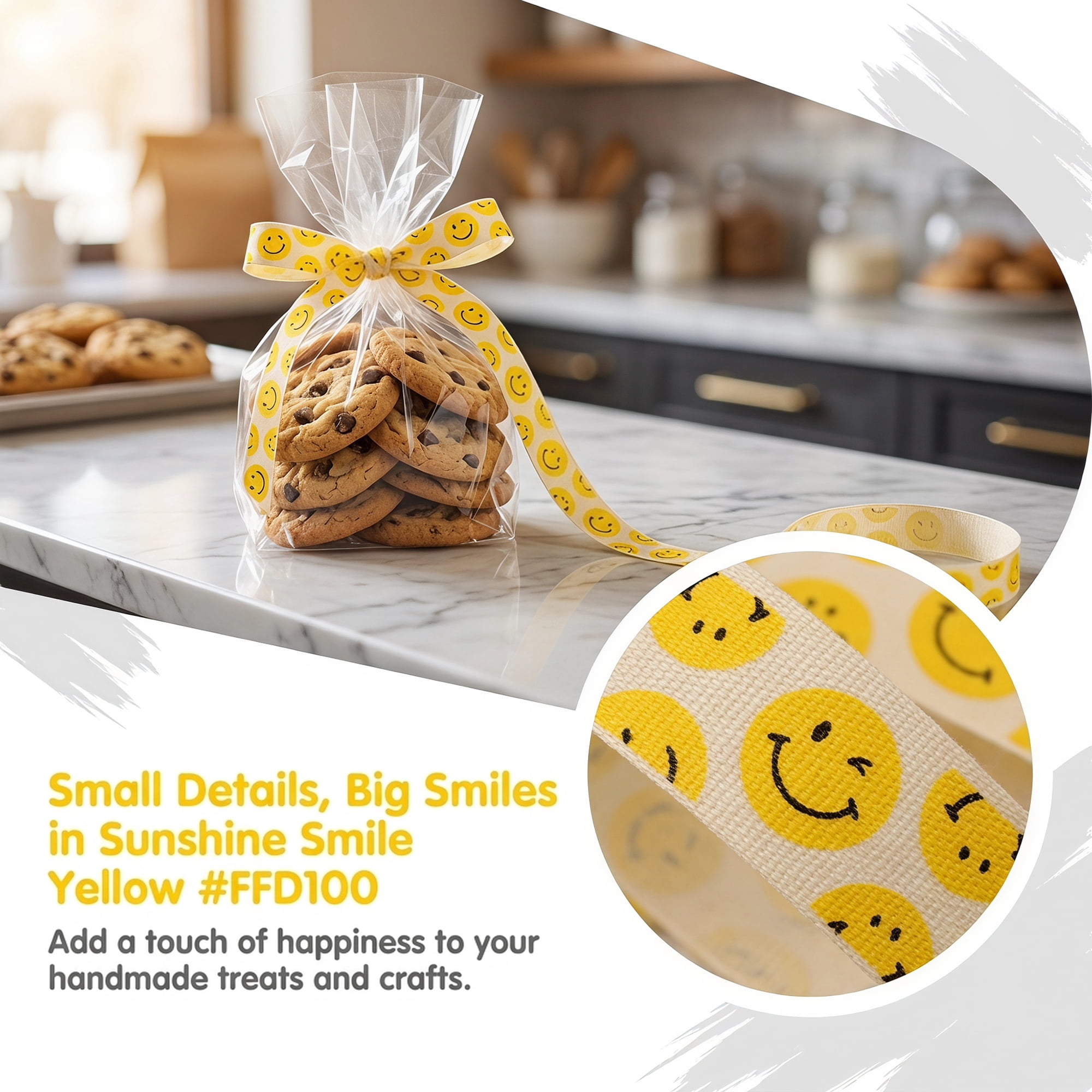 Unique Bargains Vibrant Fabric Cartoon Ribbon for Creative Gift Wrapping Projects Smile