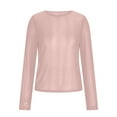 thumbnail image 4 of UTSJKR Womens Mesh Tops Lace Shirts Long Sleeve Crew Neck Sexy Sparkly See Through Blouses Tee Party Club Night Pink S, 4 of 9