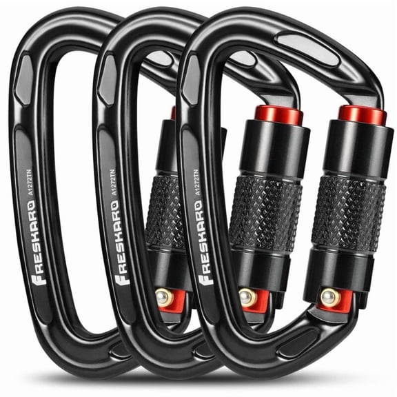 Heavy Duty Carabiner 25kN-2550kg, 10cm, Black Gray, CE Certified, for Climbing, Dog Leash, Hammock, Firefighter Use