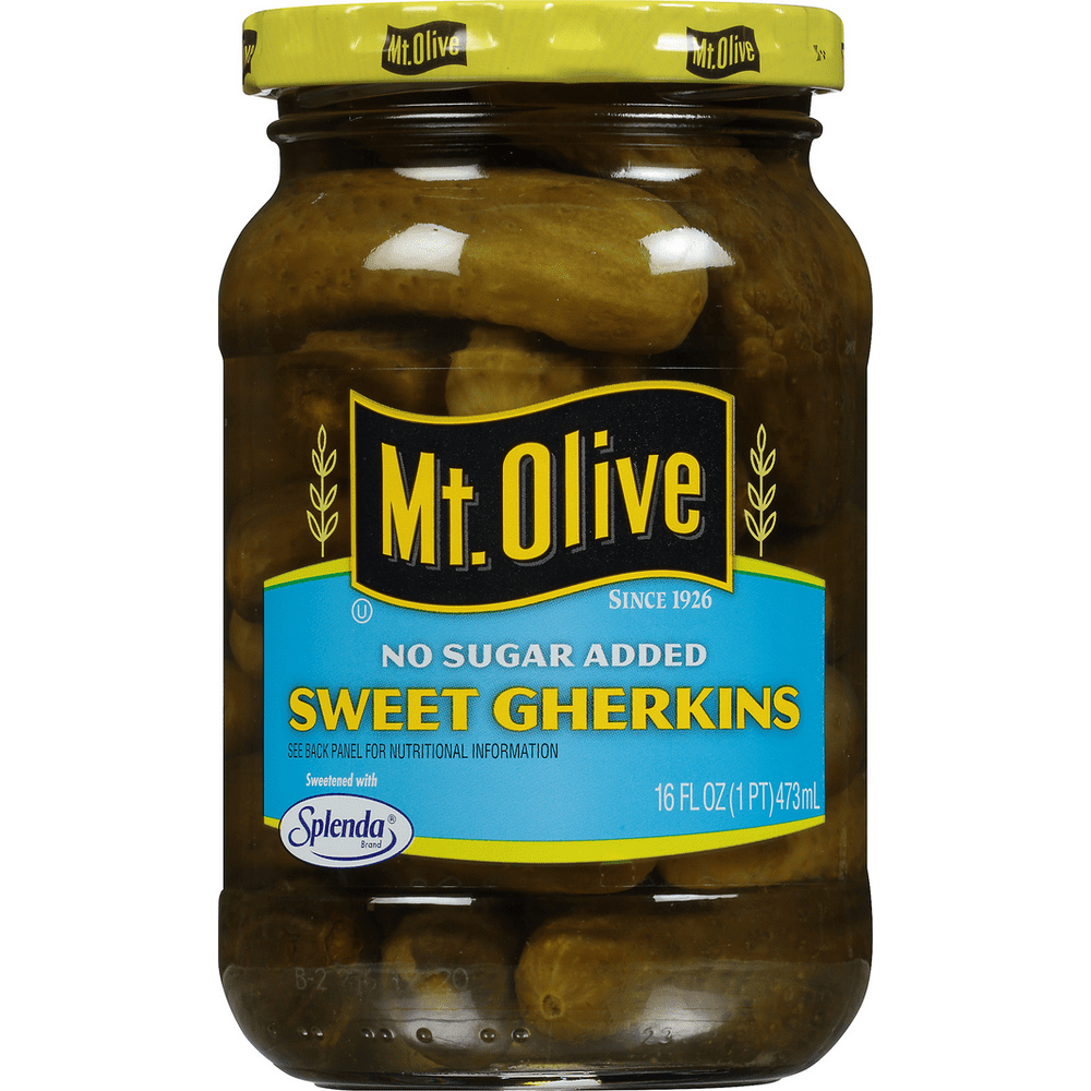 Mt. Olive Sweet Gherkins No Sugar Added Pickles, 16 fl oz