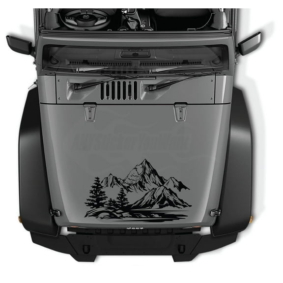 AnyStickerYouWant - Serene Wilderness Smokey Mountain Scene Vinyl Decal Sticker, 22" Tall Waterproof Vinyl Hood Decal/Car Window Stickers - Fits on & Compatible with Jeep Wrangler & Jeep Gladiator