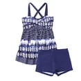 thumbnail image 6 of Xixinqiwan Tankini Swimsuits for Women Tummy Control Two Piece Bathing Suits Flowy Printed Swim Dress with Boy Shorts Blue 5XL, 6 of 6