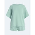 thumbnail image 6 of Joyspun Women's French Terry Lounge Sleep Short Sleeve Top and Shorts Set, 2-Piece, Sizes XS-3X, 6 of 6