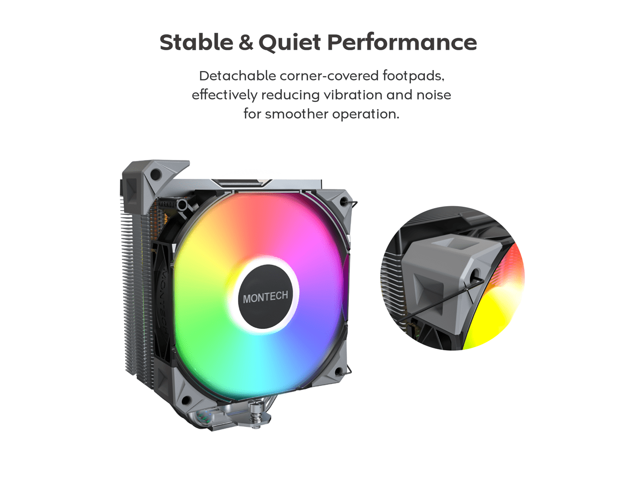 MONTECH NX400 ARGB - CPU Air Cooler, Single Tower, 4 Advanced Heat Pipes, 52-fin Heat Sink, E28, 120mm FDB Static Pressure Fan, 28mm Fan Thickness, Polished Top Cover, ARGB Lightning - Black