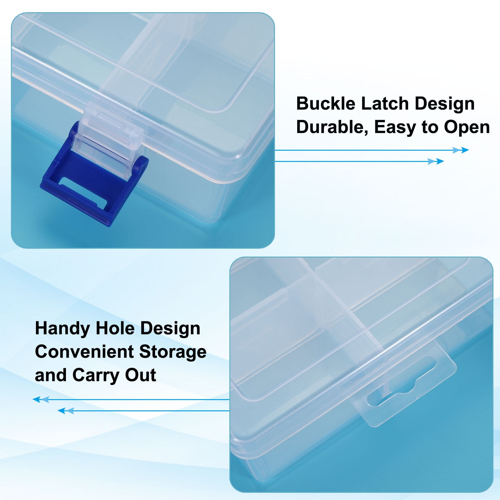 Uxcell 4Pcs 8.2x5.3x1.6 inch Nail Charm Organizer 8 Grids Craft Storage Box