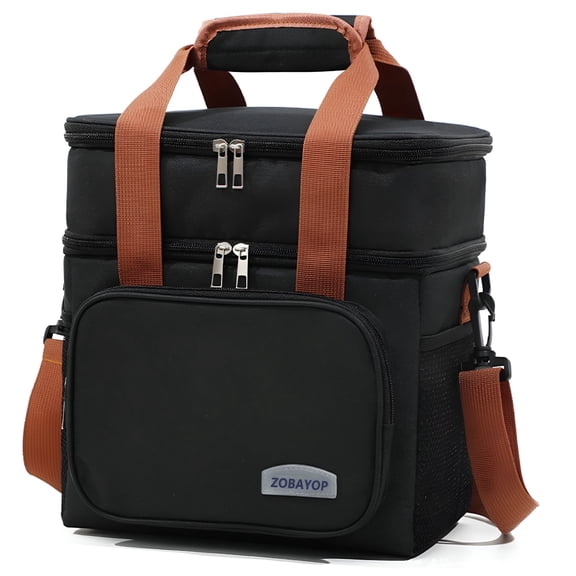 ACDANC Insulated Lunch Bag Box for Adults Men Women Reusable Large for Working Camping Travel Picnic Black Lunch Box Bag