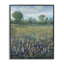 Stupell Industries Lilac & Wildflower Fields Landscape Painting Black Framed Art Print Wall Art, 16 x 20
