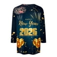 thumbnail image 6 of Long Sleeve Shirts for Women Women's 2026 T Shirt Casual 3/4 Sleeve Graphic Tees New Years Countdown Tops Navy, 6 of 6