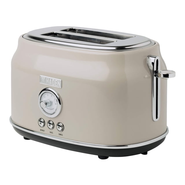 Haden Dorset Tostadora de acero inoxidable con ranura ancha para 2 rebanadas con control de dorado ajustable y patas antideslizantes, masilla y cromo