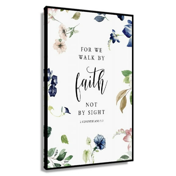 2 Corinthians 5 7 Walk By Faith Bible Verse Wall Art, Scripture Printable Wall Art, Bible Verse Poster Nature Picture Paintings for Living Room