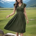 thumbnail image 1 of LOVZFMLL Robes Femmes Mode Couleur Unie Paillettes Taille Haute Robe Col Genou, 1 of 8