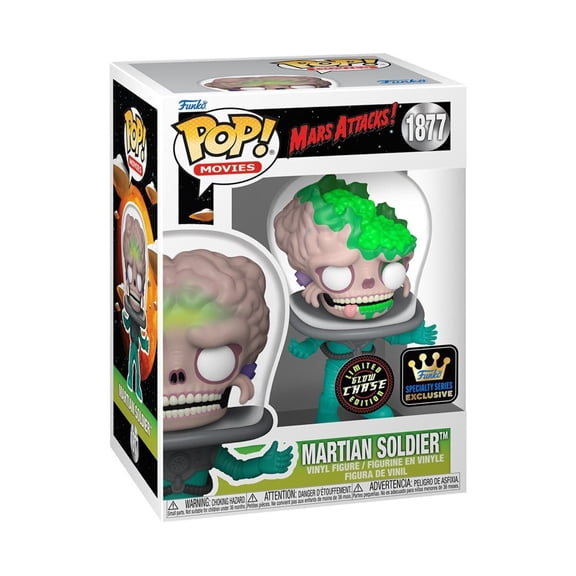 Collectible Funko POP! Movies: Mars Attacks! - Martian Soldier (Specialty Series)(GiTD)(CHASE)(Damaged Box) #1877