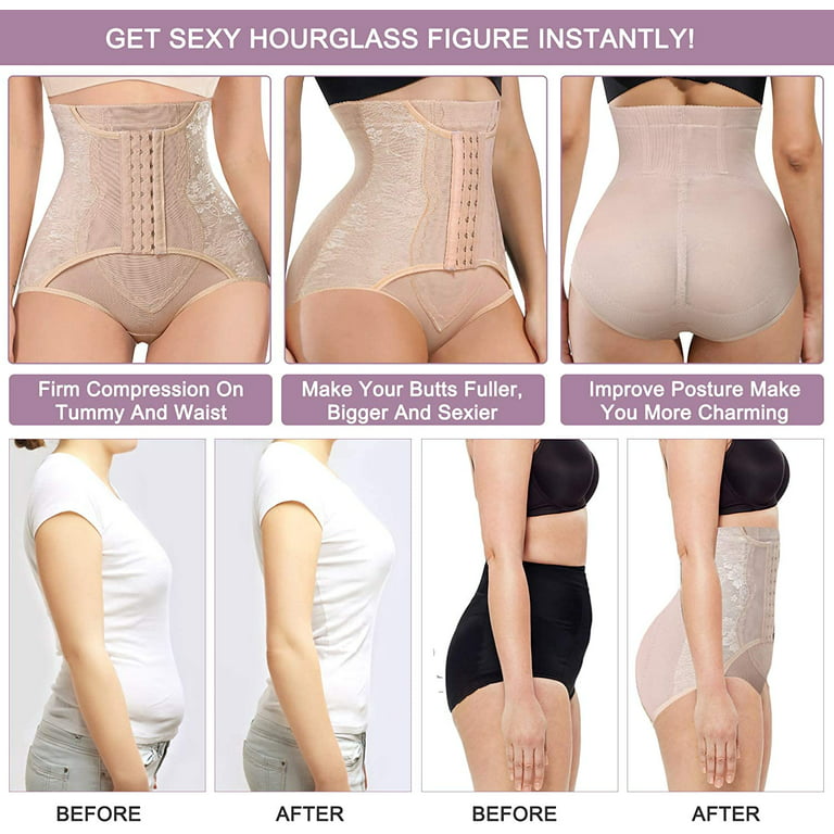 Loday Women High Waist Butt Lifter Panties Slimming Body Shaper Corset  Tummy Control Waist Trainer Compression Underwear(Beige, 3XL) 
