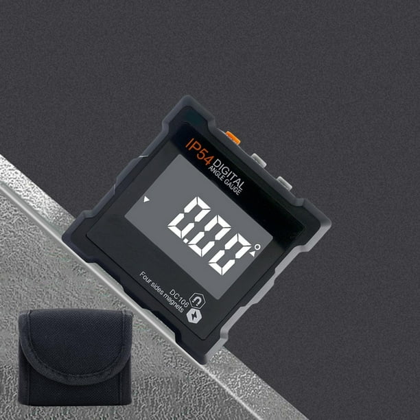Medidor de ángulo digital, nivel electrónico digital con bolsa de almacenamiento y retroiluminación, IP54, función de retención de datos para maquinaria. negro