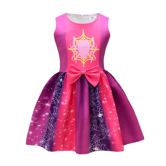 Halloween Costumes Spider Cosplay Costume, Puffy Two-Tone Tutu Dress Outfit, Dress-Up Apparel for Anime Themed Party Events, Pink Purple